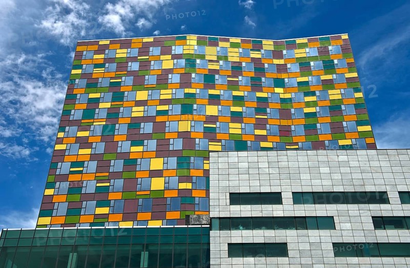 Modern building with colorful facade