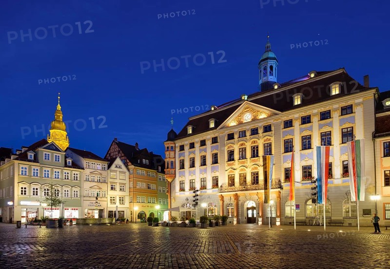 Town Hall on the market square with church St. Moritz