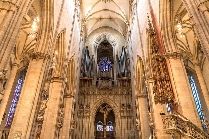 Interior and organ loft of Ulm Minster