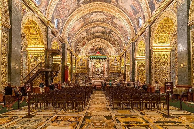 Magnificent interior of the Roman Catholic St. John's Co-Cathedral