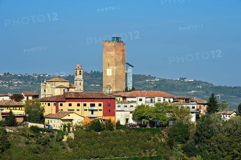View of city with medieval tower