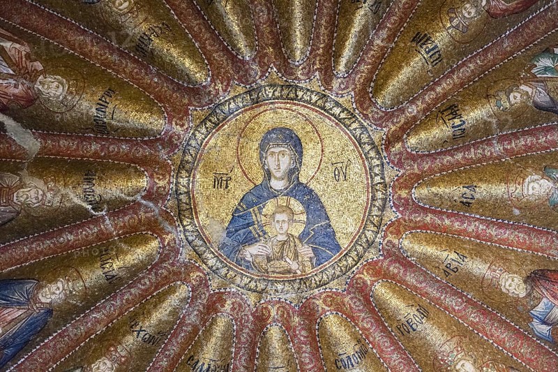 Mosaic of the Virgin Mother with child