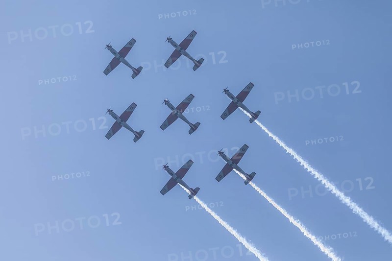 PC-7 team of the Swiss Air Force at a flight show on the occasion of Air & Days in Lucerne
