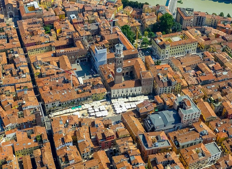 View of city centre with Piazza delle Erbe