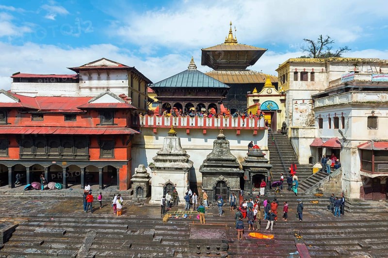 Cremation ghat along the Bagmati river