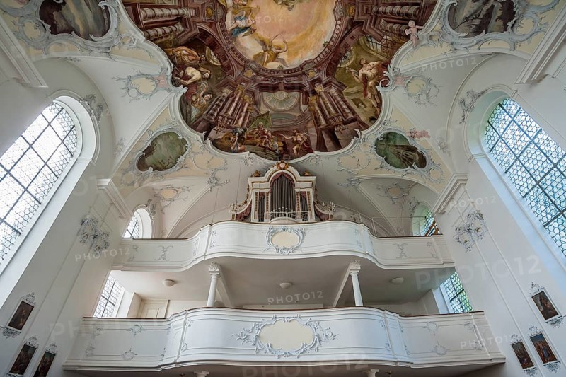 Organ gallery and ceiling frescos