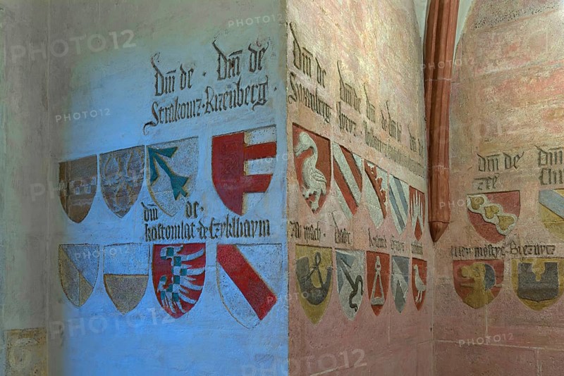 Coat of arms in the gothic coat of arms hall in the Wenceslas castle