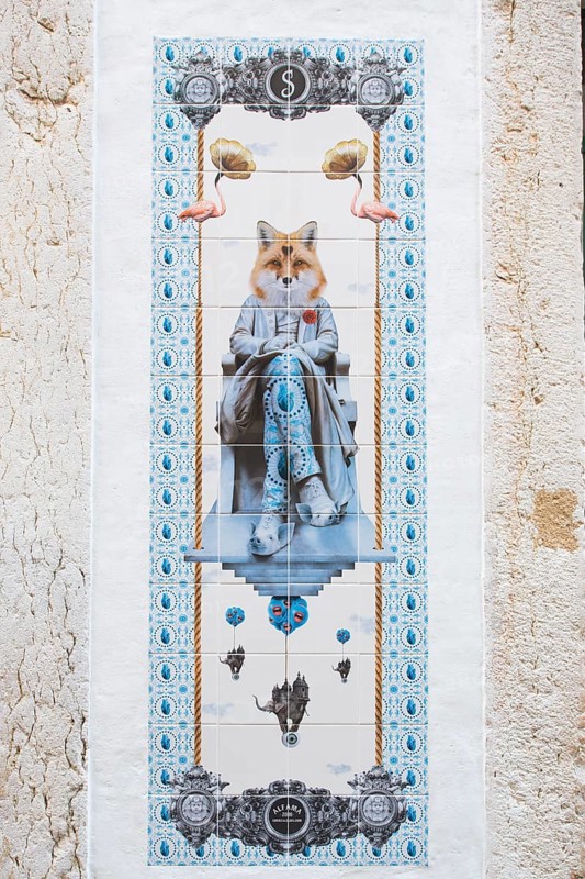 Tile image on a wall