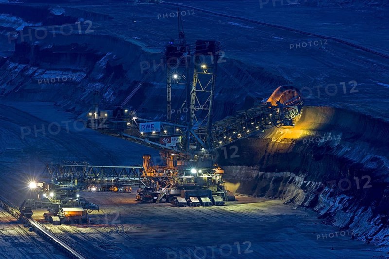 Lignite opencast mine at night
