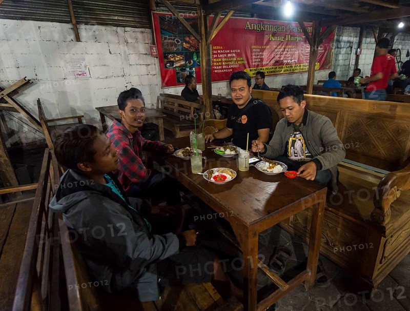 Locals eating Indonesian food