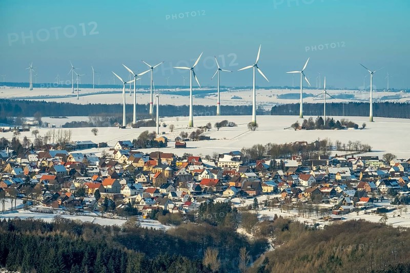 Wind turbines in the snow
