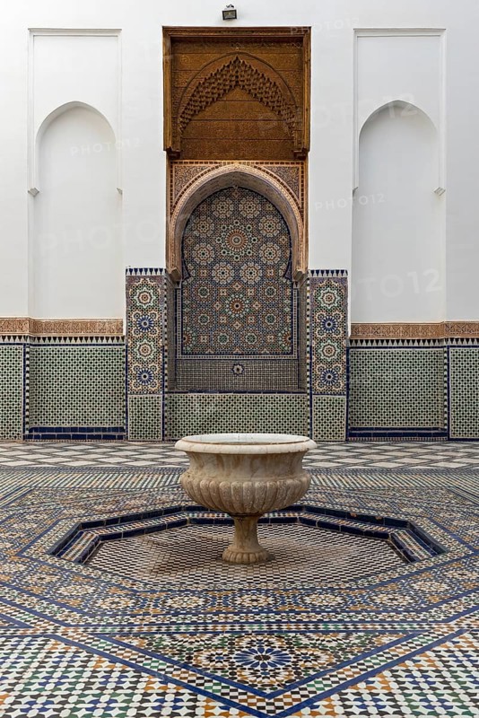 Tiled fountain at Dar Si Said Museum