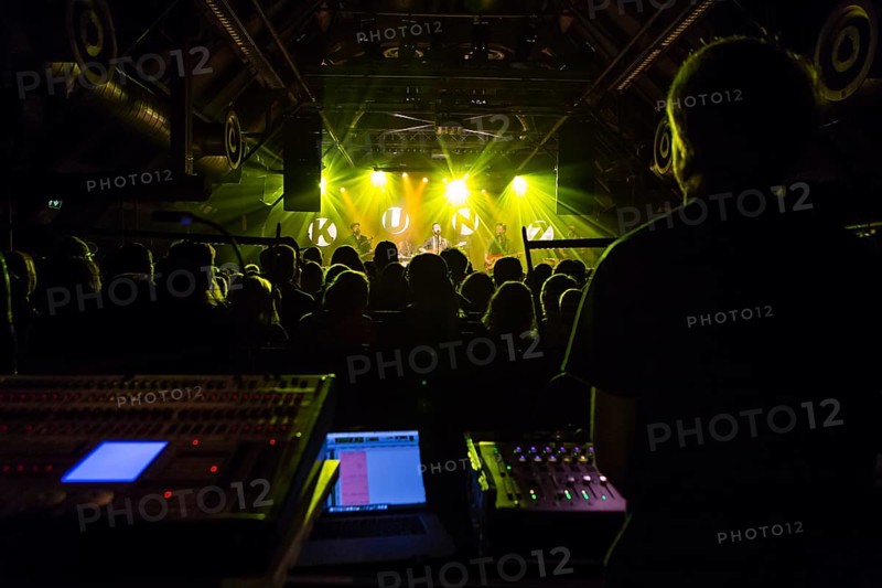 View from the mixer on concert goers and stage