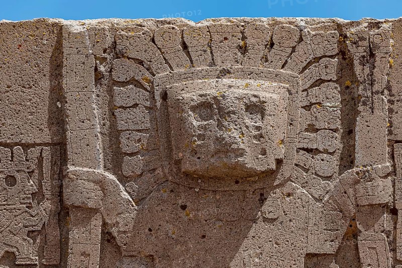 Sun gate with ornamental figures from the pre-Inca period