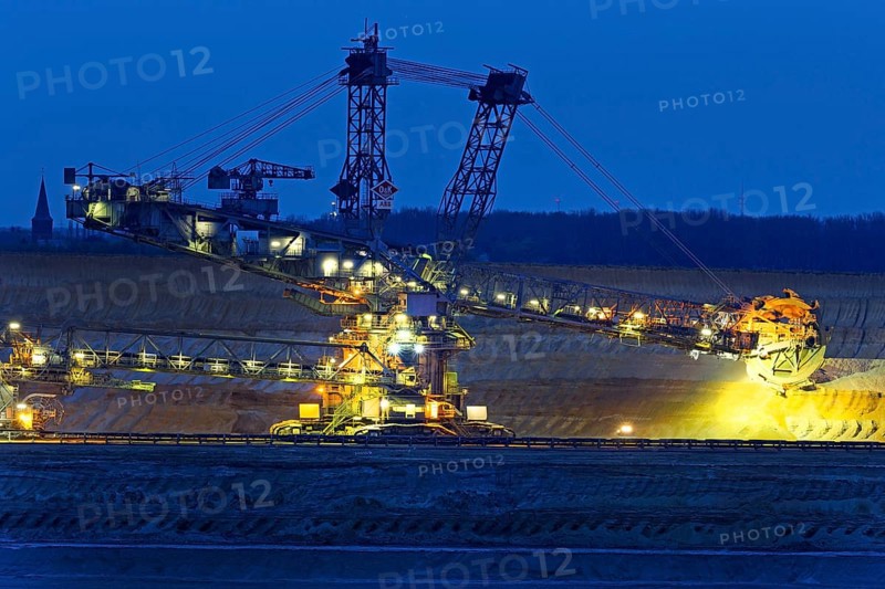 Lignite opencast mine at night