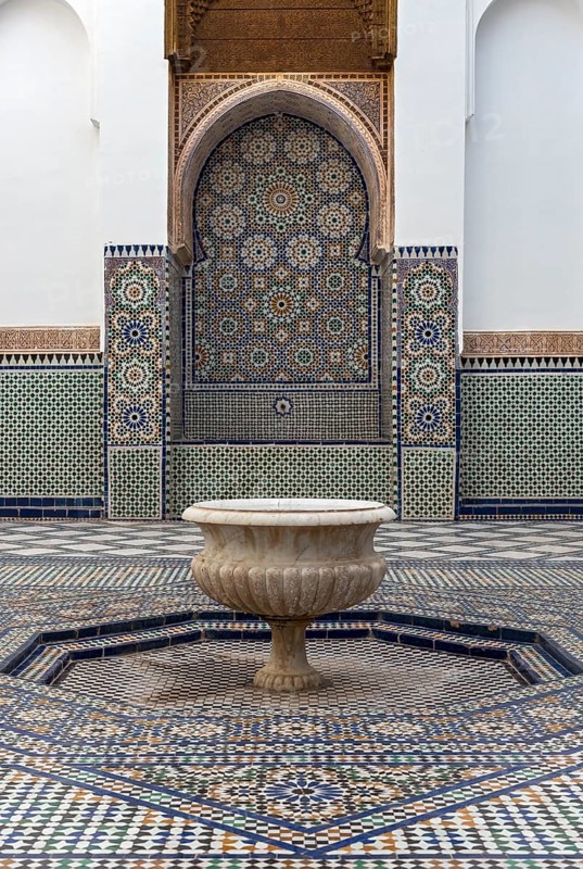 Tiled fountain at Dar Si Said Museum