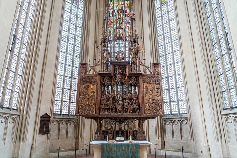 Holy Blood Retable of the Wurzburg carver Tilman Riemenschneider in the city church St. Jakob