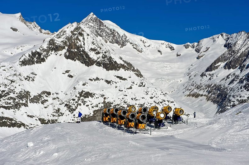 Snow cannons on ski slope