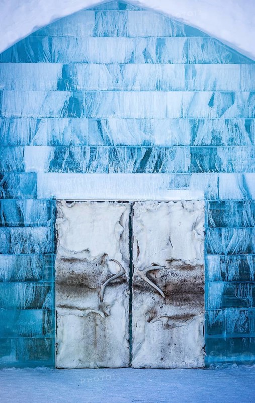 Doors made of reindeer hides and antlers