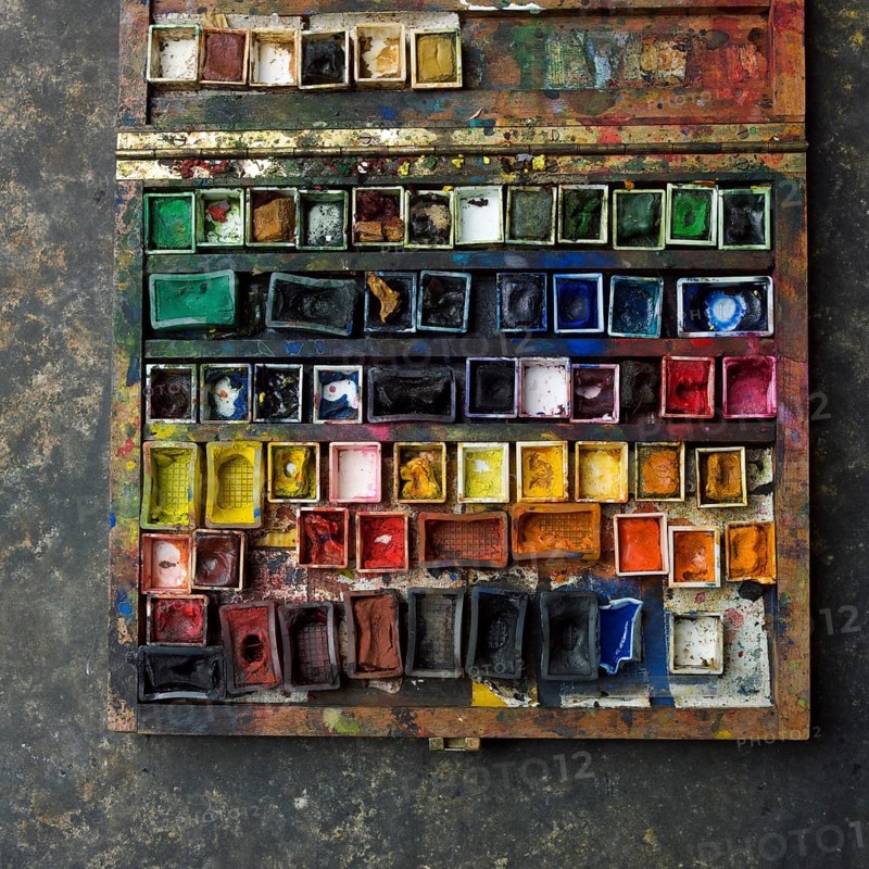 Box of watercolor paints used