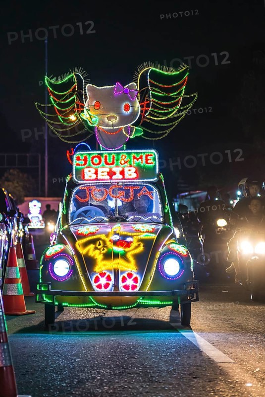 Car illuminated with colourful LEDs