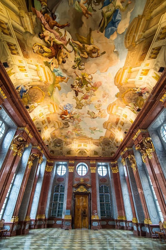 Marble hall with its painted ceiling