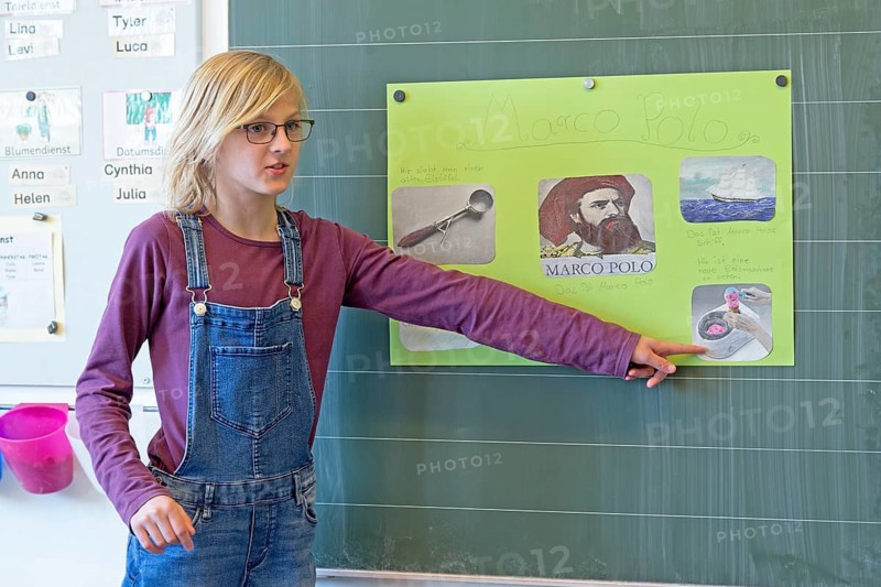 Schoolgirl at the blackboard