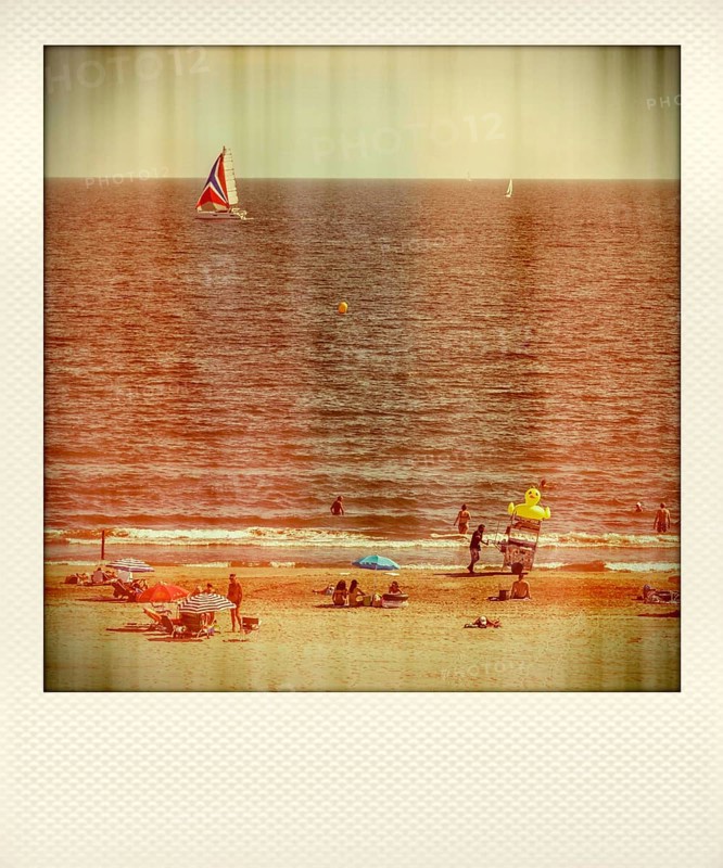 Polaroid effect of beach and Mediterranean Sea
