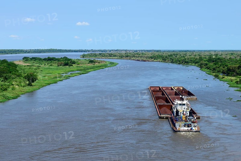 Pusher with iron ore cargo