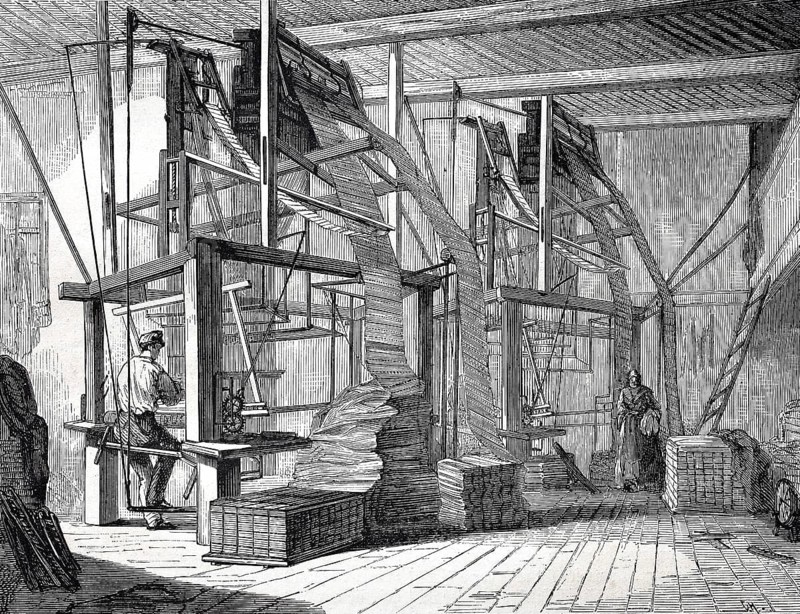 Studio for the production of silk fabric