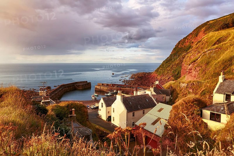 Fishing village Pennan in the evening light