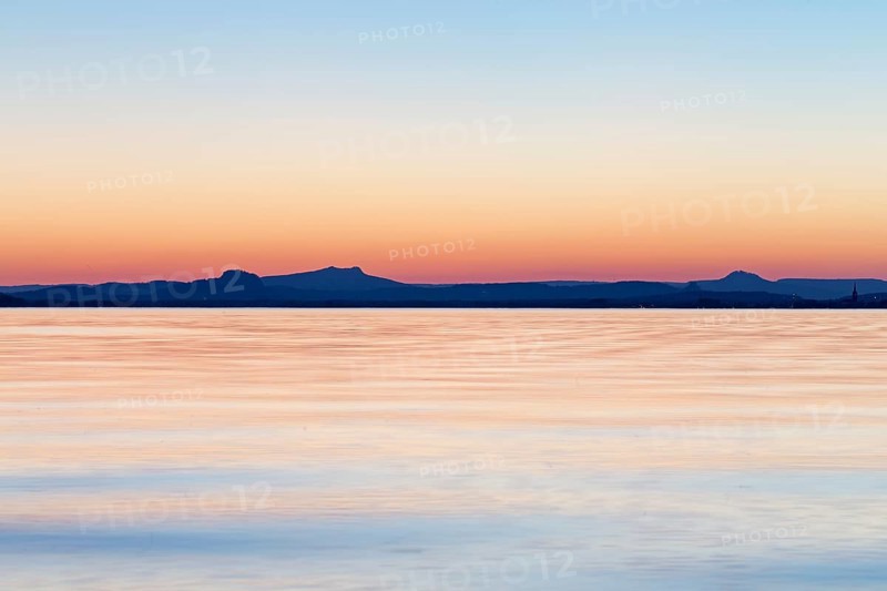 Sunset behind Hegau Volcano Hohenstoffeln
