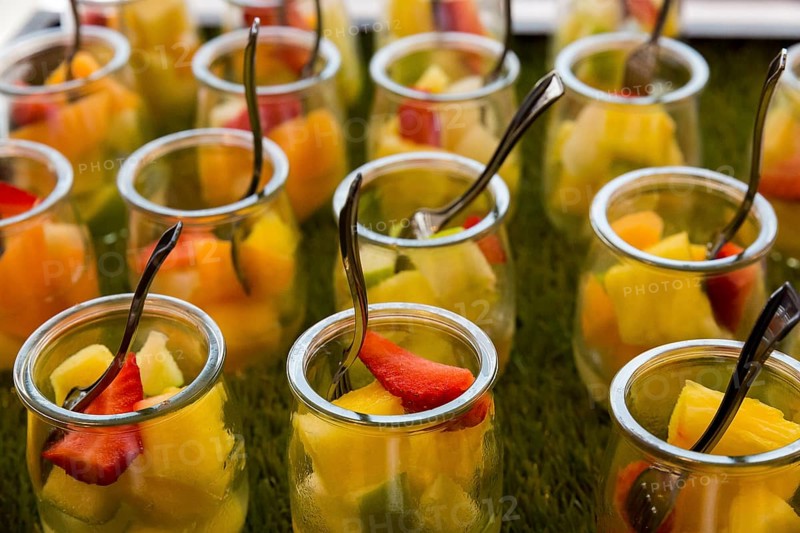 Fresh fruit selection in glasses