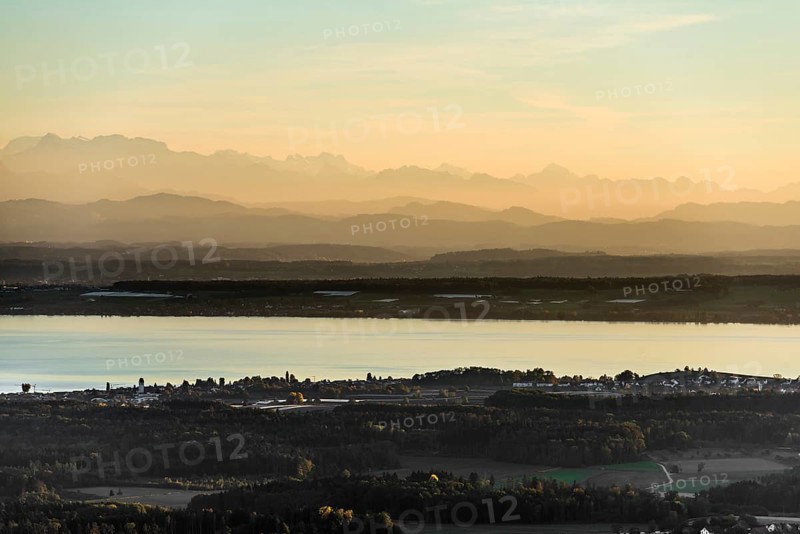 View from Gehrenberg to Lake Constance and Swiss Alps