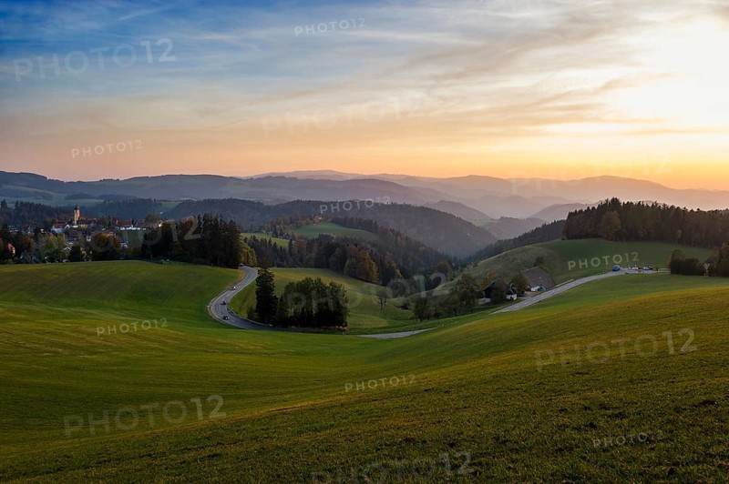 View of hilly landscape in autumn