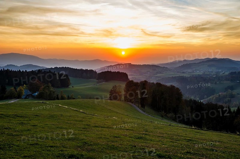 View of hilly landscape in autumn
