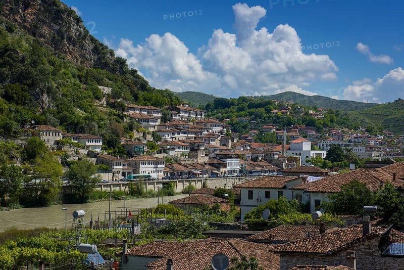 View over the roofs of Gorica and river Osum to Mangalem