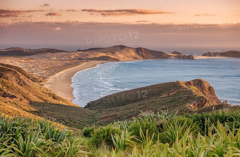 View over Cape Maria Van Diemen with sunset red