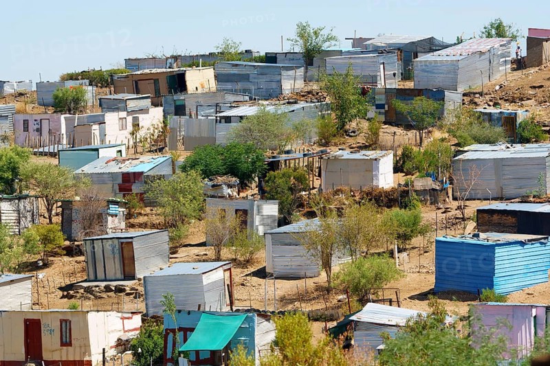 Housing estate with corrugated iron huts