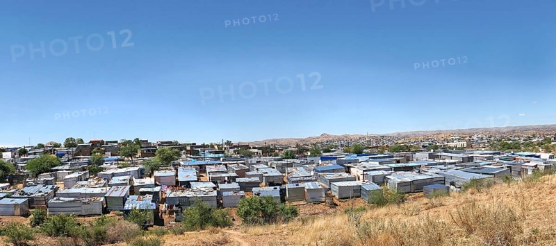 Housing estate with corrugated iron huts