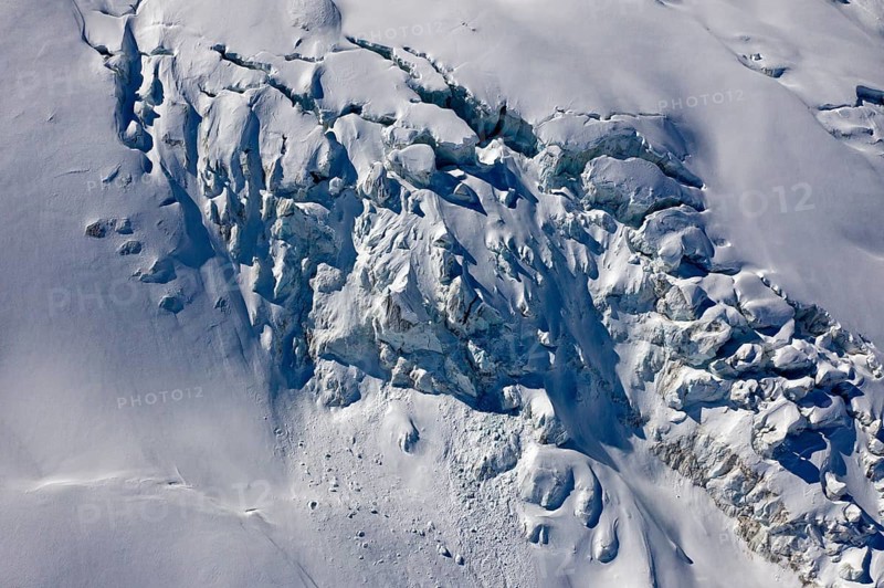 Crevasses and seracs from above