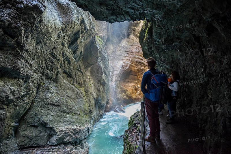 Hikers in the Partnach Gorge