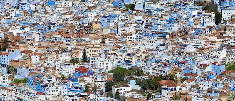 View on blue houses of the medina of Chefchaouen