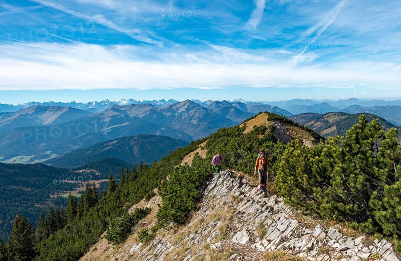 Hikers crossing the Blauberge mountains