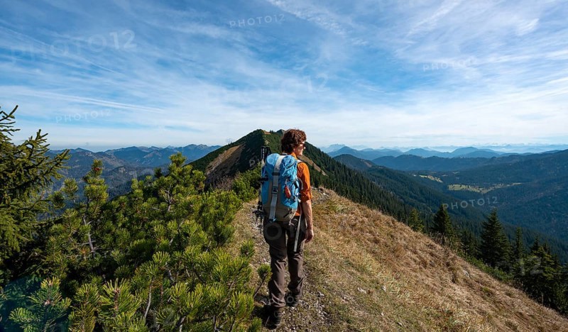 Hiker crossing the Blauberge