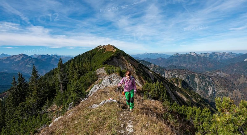 Hiker crossing the Blauberge mountains