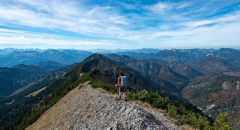 Hiker crossing the Blauberge mountains