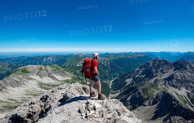 Hiker looks into the distance