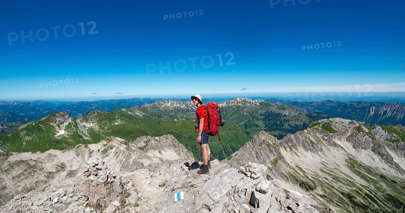 Hiker looks into the distance