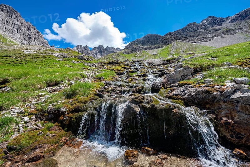 Bergbach next to hiking trail to Hochvogel